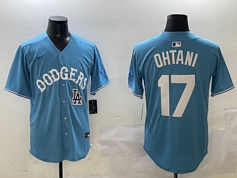 Men Los Angeles Dodgers #17 Ohtani Light Blue Throwback Game 2025 Nike MLB Jersey style 24->los angeles dodgers->MLB Jersey